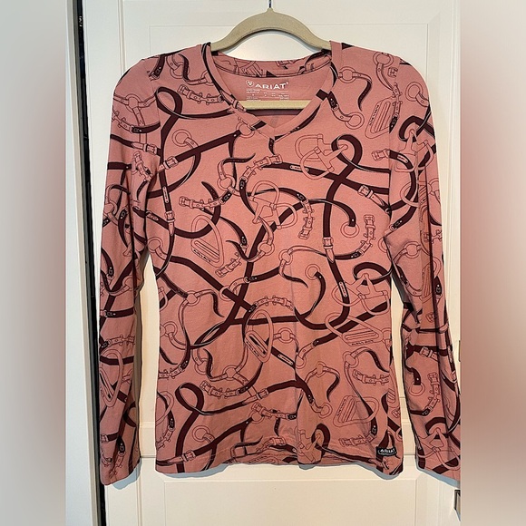 Ariat Tops - Ariat Bridle Print Long Sleeve Shirt - Ash Rose size Small